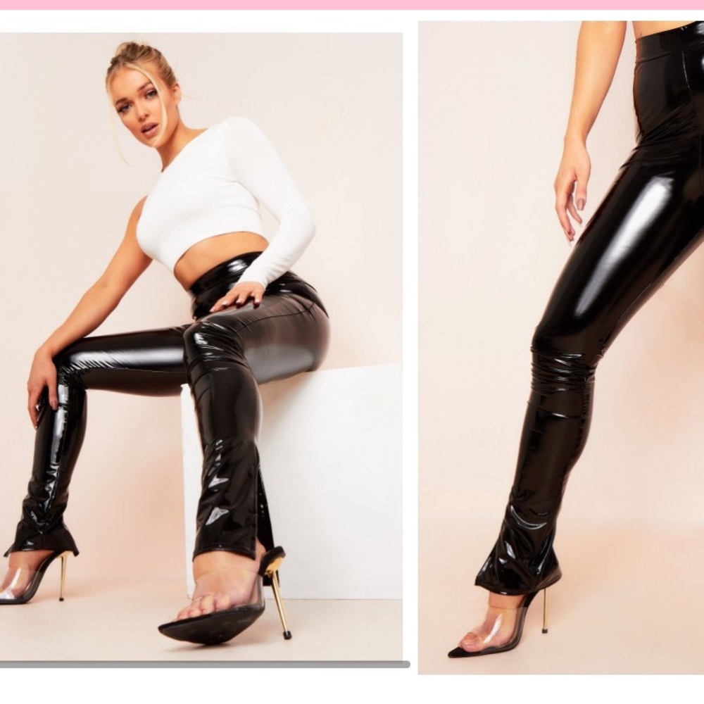 Missy Empire Split Hem Leggings | P Leather